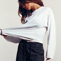 Oversized Cotton Long Sleeve Top | White