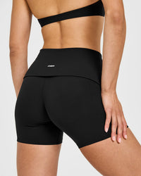 SoftMotion™ Fold Over Shorts 6" with White Logo | Black
