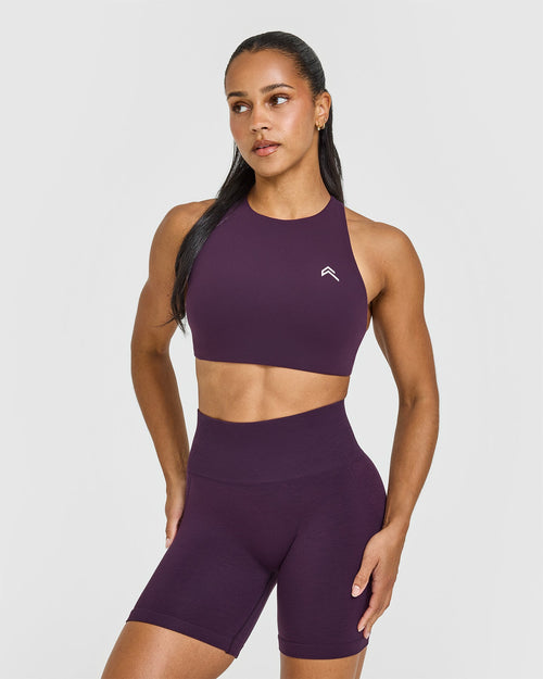 Oner Modal EasyLift™ High Neck Sports Bra | Blackberry Purple