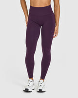 Effortless Seamless Leggings with White Logo | Blackberry Purple