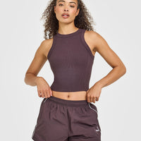 Mellow™ Rib High Neck Mid Tank Top | Umber Brown