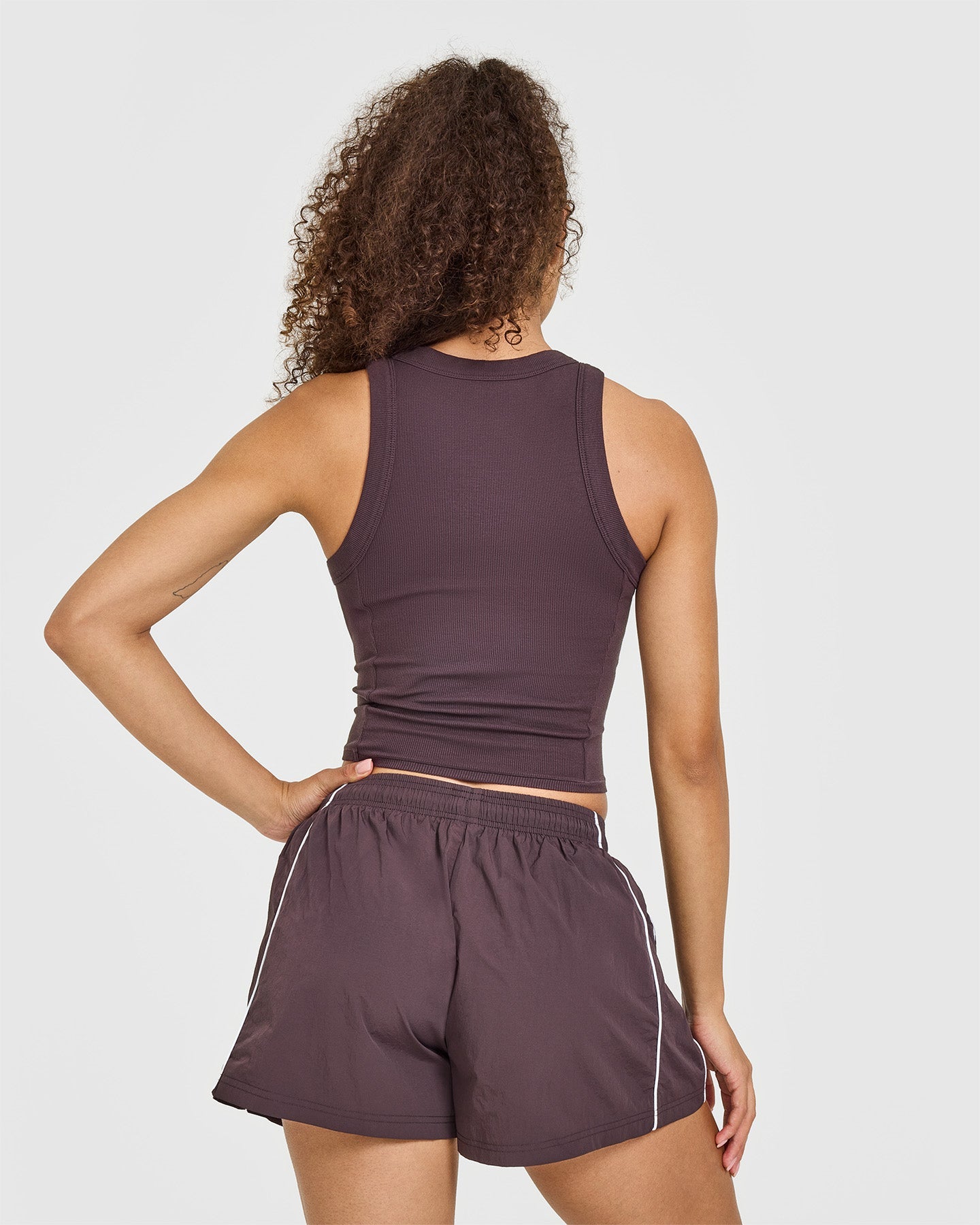 Mellow™ Rib High Neck Mid Tank Top | Umber Brown