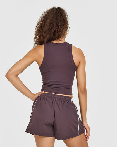 Mellow™ Rib High Neck Mid Tank Top | Umber Brown