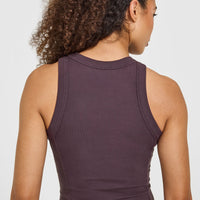 Mellow™ Rib High Neck Mid Tank Top | Umber Brown