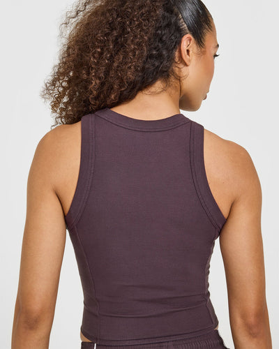 Mellow™ Rib High Neck Mid Tank Top | Umber Brown
