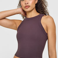 Mellow™ Rib High Neck Mid Tank Top | Umber Brown