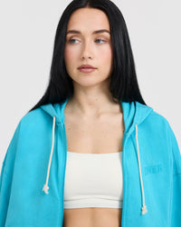 Raw Lounge Oversized Zip Hoodie | Aqua Blue