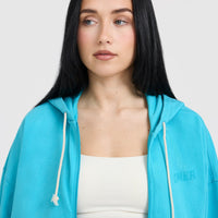 Raw Lounge Oversized Zip Hoodie | Aqua Blue