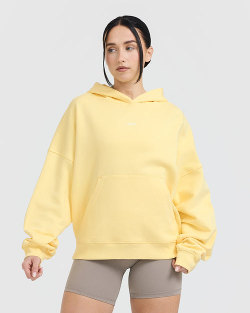 Oner Modal Raising the Bar Graphic Unisex Oversized Hoodie | Sherbert Yellow