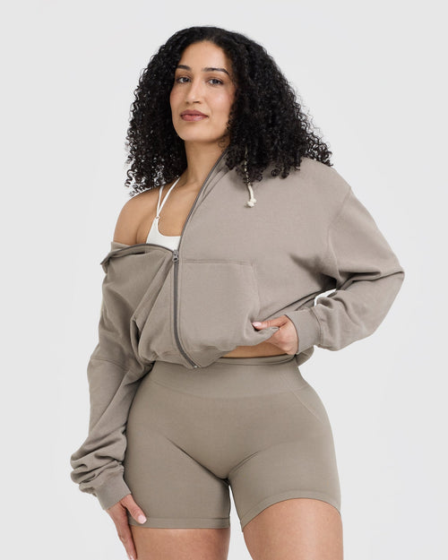Oner Modal Raw Lounge Oversized Zip Hoodie | Washed Minky