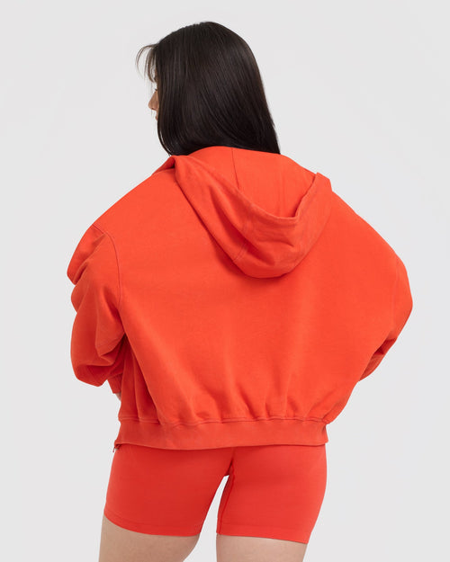 Raw Lounge Oversized Zip Hoodie | Charged Orange
