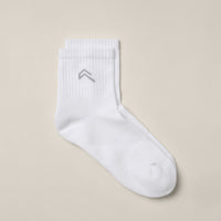 Mid Crew Socks 3 Pack with Grey Logo | White