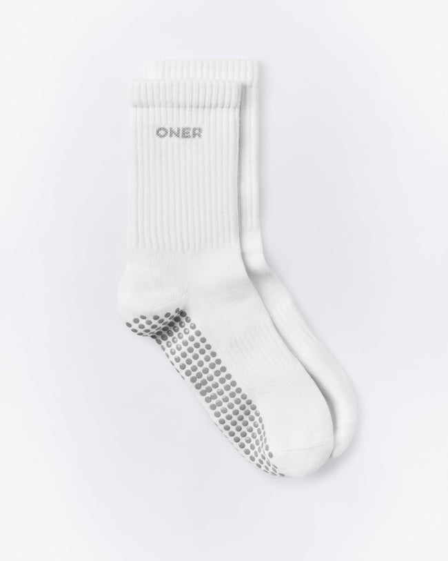 Pilates Grip Crew Socks 1 Pack | White