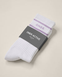 Varsity Stripe Long Crew Socks 1 Pack | Lavender Purple