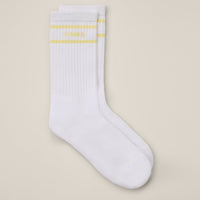 Varsity Stripe Long Crew Socks 1 Pack | Pastel Yellow