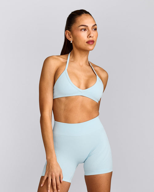 EnhanceLift™ Seamless Minimal Halter Neck Bralette | Cloud Blue