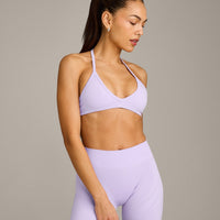 EnhanceLift™ Seamless Minimal Halter Neck Bralette with Grey Logo | Lavender Purple