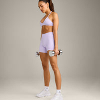 EnhanceLift™ Seamless Minimal Halter Neck Bralette with Grey Logo | Lavender Purple