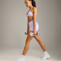 EnhanceLift™ Seamless Minimal Halter Neck Bralette with Grey Logo | Lavender Purple