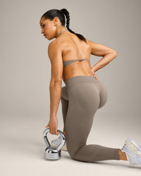 EnhanceLift™ Seamless Minimal Halter Neck Bralette with Grey Logo | Warm Minky