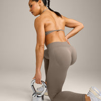 EnhanceLift™ Seamless Minimal Halter Neck Bralette with Grey Logo | Warm Minky