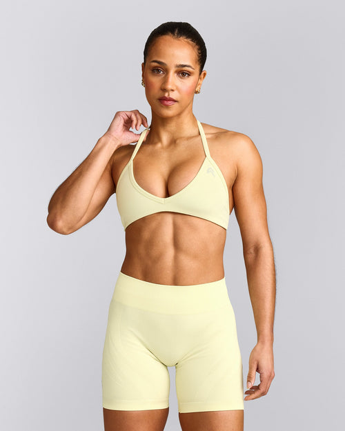EnhanceLift™ Seamless Minimal Halter Neck Bralette | Pastel Yellow