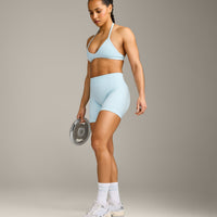 EnhanceLift™ Seamless Shorts with Grey Logo | Cloud Blue