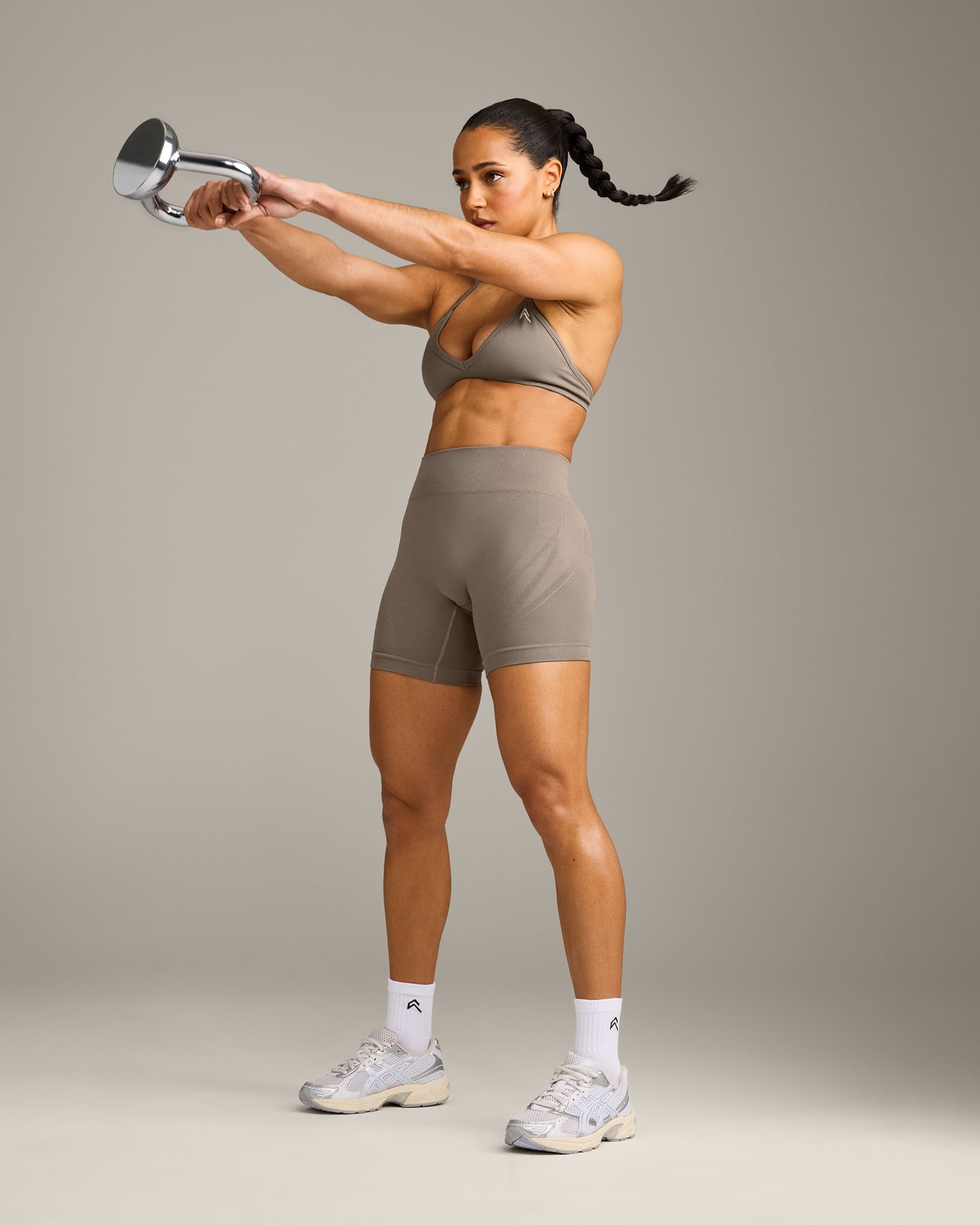 EnhanceLift™ Seamless Shorts with Grey Logo | Warm Minky