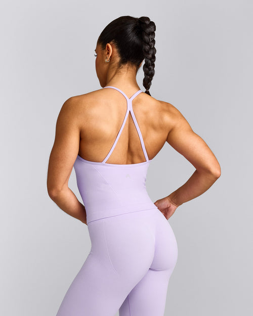 EnhanceLift™ Seamless Strappy Racer Tank Top with Built in Bra Shelf | Lavender Purple