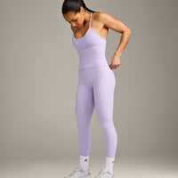 EnhanceLift™ Seamless Strappy Racer Vest with Built in Bra Shelf with Grey Logo | Lavender Purple