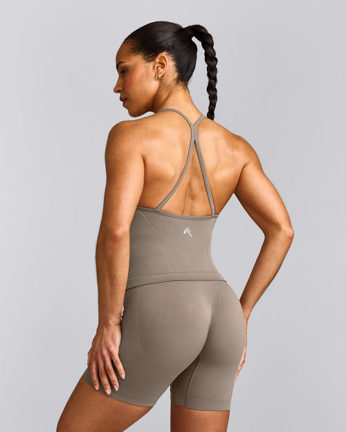 EnhanceLift™ Seamless Strappy Racer Tank Top with Built in Bra Shelf | Warm Minky