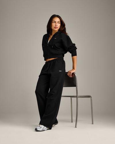 Foundations All Season Cropped Zip Through Hoodie | Black