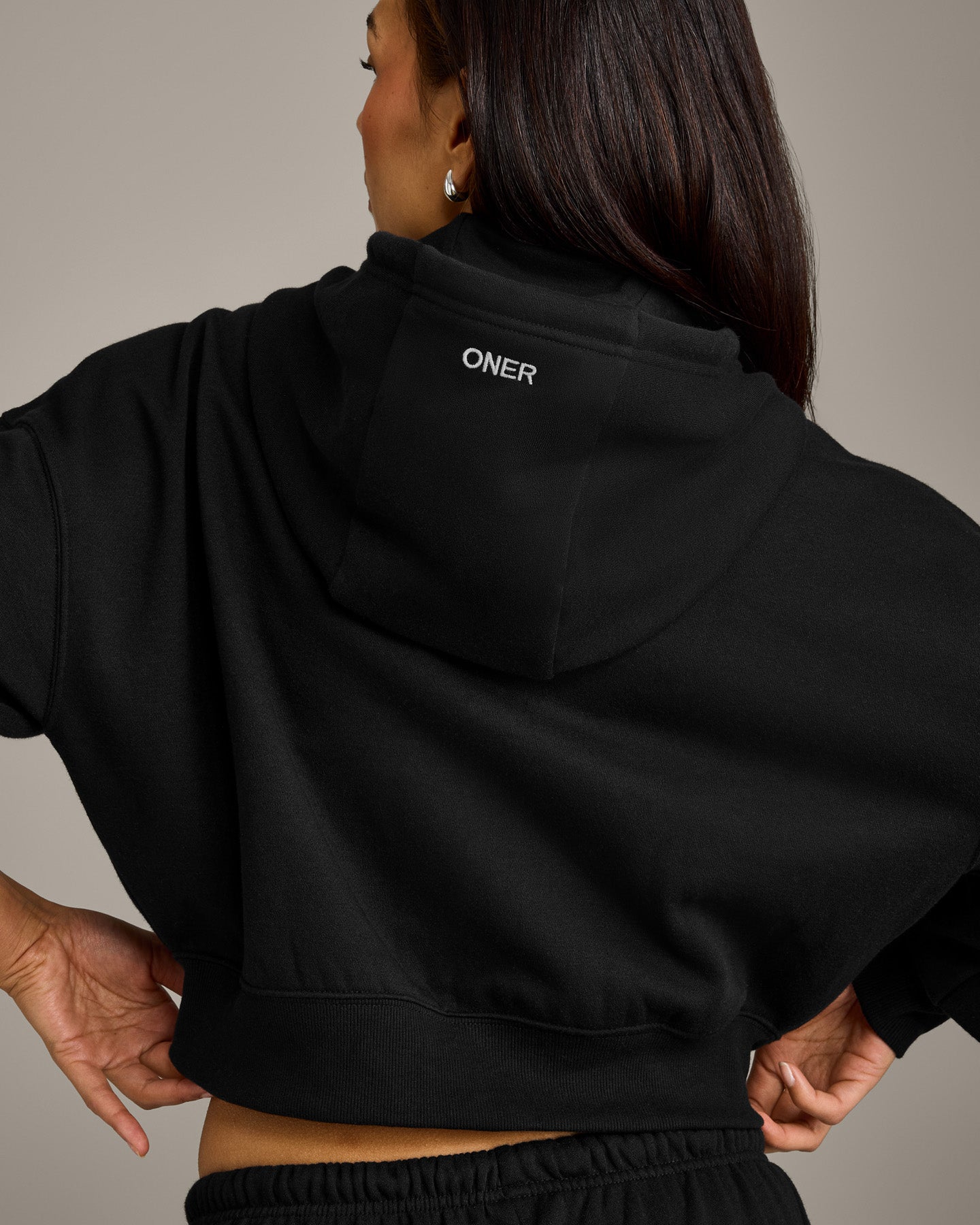 Foundations All Season Cropped Zip Through Hoodie | Black