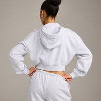 Foundations All Season Cropped Zip Through Hoodie | Grey Marl