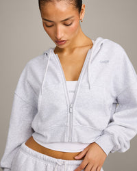 Foundations All Season Cropped Zip Through Hoodie | Grey Marl
