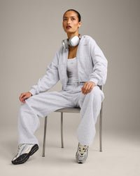 Foundations All Season Cropped Zip Through Hoodie | Grey Marl