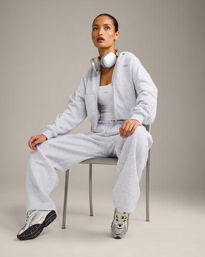 Foundations All Season Cropped Zip Through Hoodie | Grey Marl