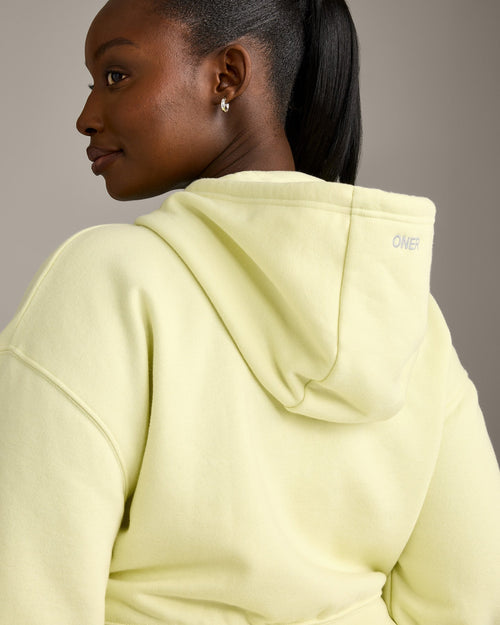 Foundations All Season Cropped Zip Through Hoodie | Pastel Yellow