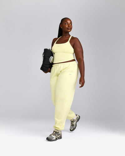 Mellow™ Rib Racer Back Tank Top with Built in Bra Shelf | Pastel Yellow