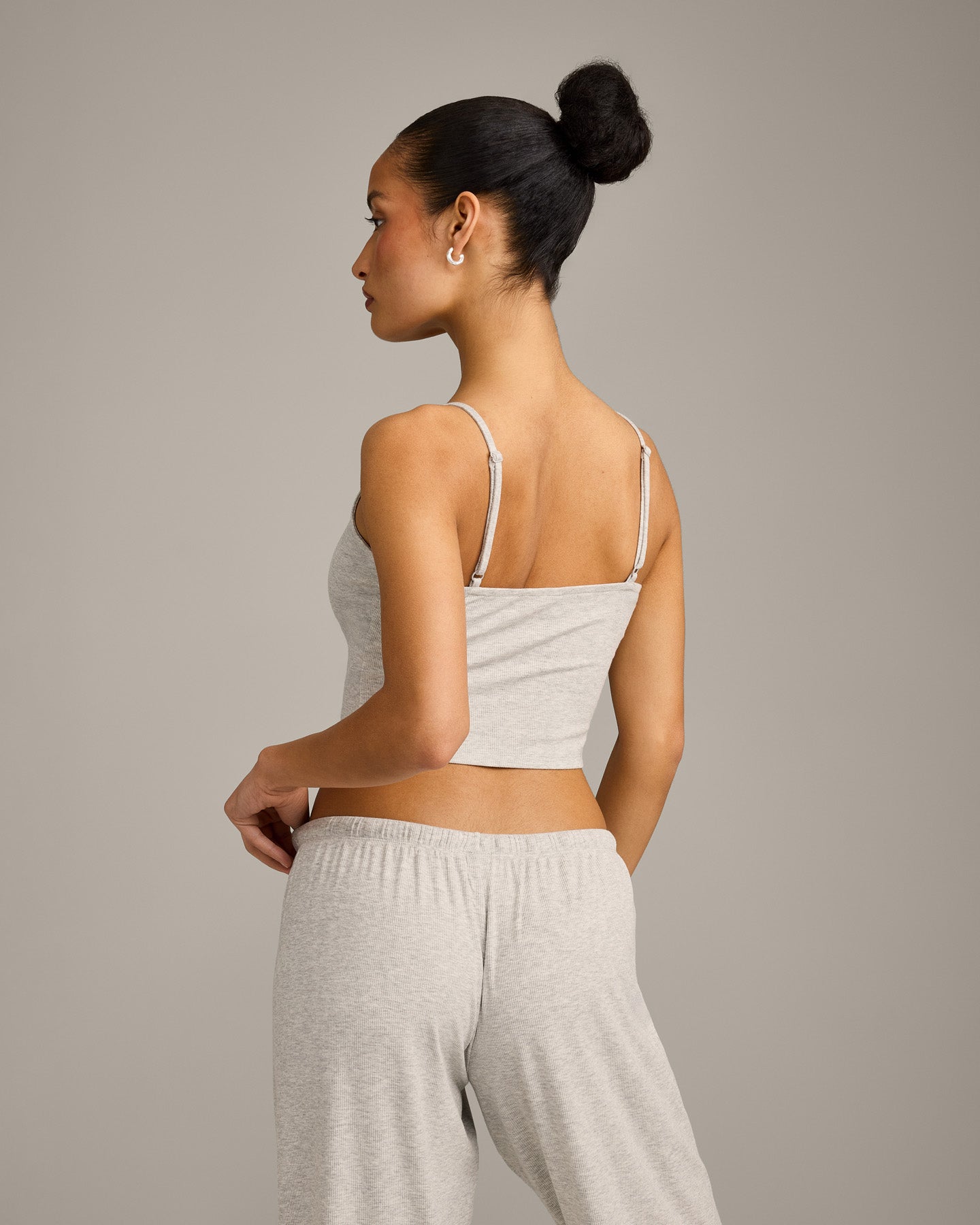 Oner At Home Night Strappy Mid Vest | Oat Marl