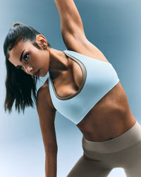 SoftMotion™ Bralette with Grey Logo | Cloud Blue