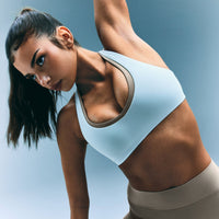 SoftMotion™ Bralette with Grey Logo | Cloud Blue