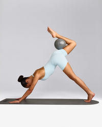 SoftMotion™ Halter Neck All In One Short with Gray Logo | Cloud Blue