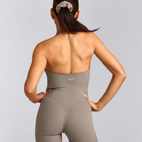 SoftMotion™ Halter Neck All In One Short with Gray Logo | Minky