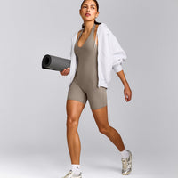 SoftMotion™ Halter Neck All In One Short with Gray Logo | Minky