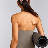 SoftMotion™ Halter Neck All In One Short with Gray Logo | Minky