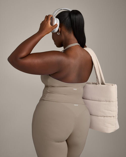 SoftMotion™ Halter Neck Mid Vest with Built in Bra Shelf with Grey Logo | Minky