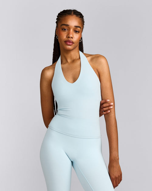 SoftMotion™ Halter Neck Tank Top with Built in Bra Shelf | Cloud Blue