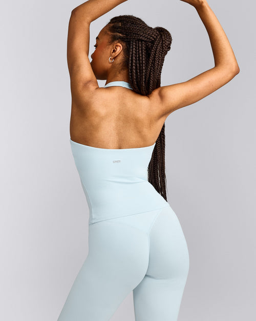 SoftMotion™ Halter Neck Tank Top with Built in Bra Shelf | Cloud Blue
