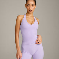 SoftMotion™ Halter Neck Vest with Built in Bra Shelf with Grey Logo | Lavender Purple